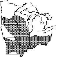 Fragile papershell distribution map 1992